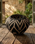 Bowl Werregue Noir/Blanc 30 cm — Fibre de Werregue (Pièce unique)